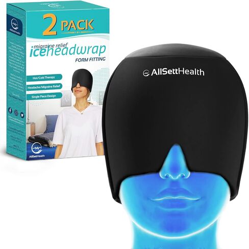 Migraine Relief Cap Ice Head Wrap Headache and Migraine Hat | Headache Relief with Hot/Cold Gel Head Ice Pack with Face and Eye Headache Mask Compress in Kuwait