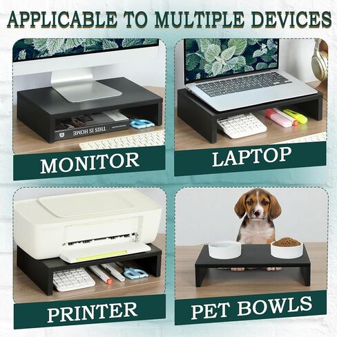 حامل TEAMIX ذو شاشة واحدة مع مساحة تخزين 50.8 سم حامل الكمبيوتر المحمول حامل التلفزيون منظم رفوف سطح المكتب للمكتب والمنزل الأسود (طبقة واحدة + حقيبة قماشية) in Kuwait