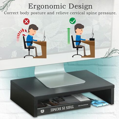 حامل TEAMIX ذو شاشة واحدة مع مساحة تخزين 50.8 سم حامل الكمبيوتر المحمول حامل التلفزيون منظم رفوف سطح المكتب للمكتب والمنزل الأسود (طبقة واحدة + حقيبة قماشية) in Kuwait