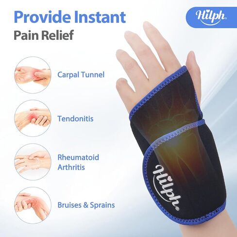 Hilph® Wrist Ice Pack Wrap for Pain Relief, Reusable Wrist Support Brace with Gel Pack Hot & Cold Therapy Hand Ice Pack for Carpal Tunnel, Soreness, Tendonitis, Swelling in Kuwait