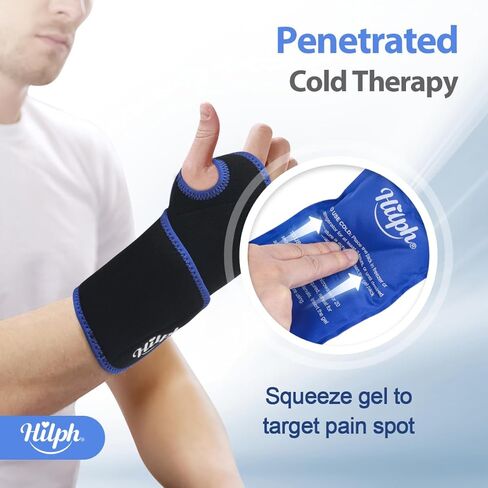 Hilph® Wrist Ice Pack Wrap for Pain Relief, Reusable Wrist Support Brace with Gel Pack Hot & Cold Therapy Hand Ice Pack for Carpal Tunnel, Soreness, Tendonitis, Swelling in Kuwait