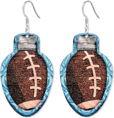 Colorful Hollow Football Dangle Earrings Wooden Football Sports Lover Teardrop Earrings for Women Girls Jewelry in Kuwait