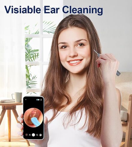 Ear Wax Removal, Ear Cleaner with Camera, Ears Wax Removal Kit with 1080P HD Wireless WiFi Ear Otoscope with 6 LED Lights, Earwax Removal Tool for iPhone, iPad & Android Smart Phones Black in Kuwait