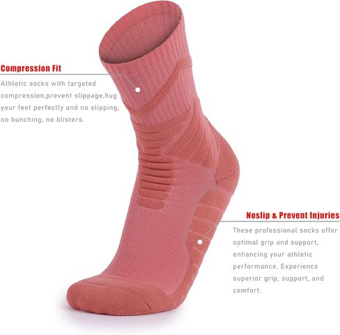 AnsrJ Basketball socks for Men or Women,Elite Athletic Cushion Crew Socks with Arch Compression 3-Pack in Kuwait
