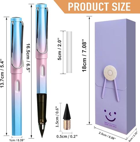 Lyomied 4Pcs Inkless Pencils Eternal, Everlasting Magic Pencil with Eraser, and 4 Replacement Nibs,Unlimited Writing, Reusable Infinity Pencil, NO-Sharpening Pencils for Writing Sketch in Kuwait