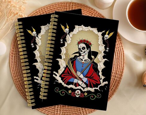 Gothic Skull Dead Moth Crescent Moon Star Night Celestial Stars Lined Hardcover Spiral Notebook Journal 5.5×8.3 Inch,College Ruled Notebook for Work Notes Journaling,Gothic Gifts for Women Girls in Kuwait
