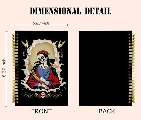 Gothic Skull Dead Moth Crescent Moon Star Night Celestial Stars Lined Hardcover Spiral Notebook Journal 5.5×8.3 Inch,College Ruled Notebook for Work Notes Journaling,Gothic Gifts for Women Girls in Kuwait