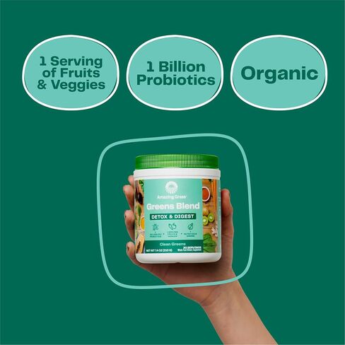 Amazing Grass Greens Blend Alkalize & Detox: Smoothie Mix, Cleanse with Super Greens & Beet Root Powder, Digestive Enzymes, Prebiotics & Probiotics, 30 Servings (Packaging May Vary) in Kuwait