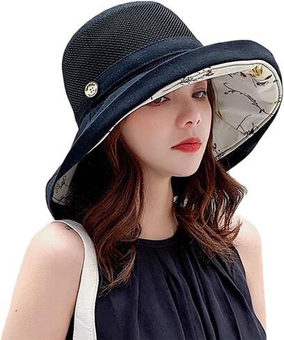 Women's-Mesh-Sun-Hats Beach Bucket Caps Outdoor-UV-Protection Foldable-Hat in Kuwait