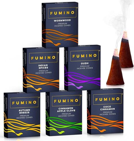 Fumino® Fresh Incense Cones Multipack Bundle 6 Boxes 120 Cones Masala Agarbatti Joss Scent Fragrance for Relaxation and Meditation, Home and House Décor in Kuwait