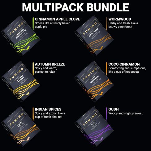Fumino® Fresh Incense Cones Multipack Bundle 6 Boxes 120 Cones Masala Agarbatti Joss Scent Fragrance for Relaxation and Meditation, Home and House Décor in Kuwait