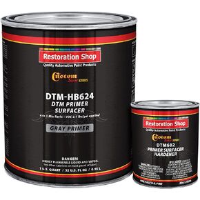 Custom Shop - Gray DTM High Build Urethane Primer Surfacer 2.1 VOC (1-1/4 Gallon Kit) High-Performance Direct to Metal Primer for Automotive and Industry use Kit= 1 Gal. of DTM Primer and 1 Qt. of Hardener