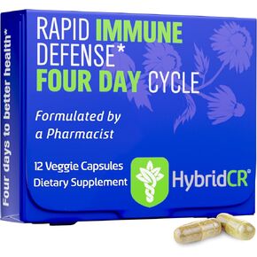 HybridCR Rapid Immune Defense – 4 Day Immune System Booster with Echinacea, Ginseng, Andrographis, Zinc, Selenium – Travel Size for Immune System Support - 24 Caps (2 Dose Packs)