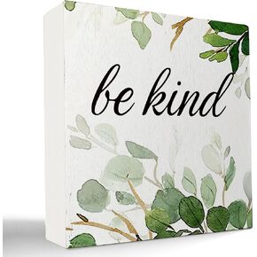 kunlisa Sage Green Bathroom Decor,Bathroom Decor,Farmhouse Bathroom Decor,Breathe Bathroom Quotes Wooden Box Sign Decor,Bathroom Shelf Decor,Eucalyptus Decor,Small Decor Items for Shelf