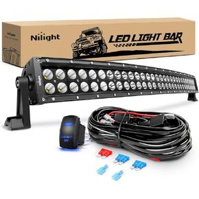 Nilight 42Inch 240W Curved Led Light Bar Spot Flood Combo Led Off Road Lights and 14AWG 5Pin Rocker Switch Wiring Harness Kit for Truck ATV UTV SUV Boat Jeep Lamp,2 Years Warranty