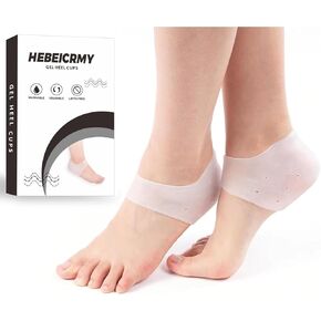 HEBEICRMY Silicone Heel Covers, Heel Cups, Plantar Fasciitis, Heel Pads, Cracked Heels & Achilles Tendinitis for Men and Women (1 Pair Blue and 1 Pair White)