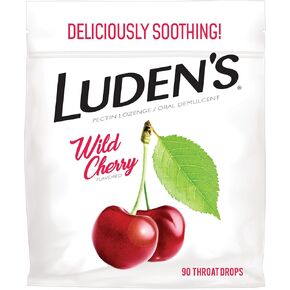 Luden's Sugar Free Wild Cherry Throat Drops, Sore Throat Relief, 75 Count