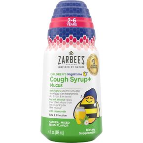 Zarbee's Kids Cough + Mucus Day/Night Value Pack for Children 2-6 with Dark Honey, Ivy Leaf, Zinc & Elderberry, 1 Pediatrician Recommended, Drug & Alcohol-Free, Mixed Berry Flavor, 2x4FL Oz