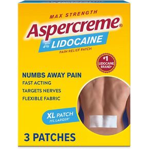 Aspercreme Max Strength Lidocaine Pain Relief Patch XL (3 Count), Odor Free Pain Patches