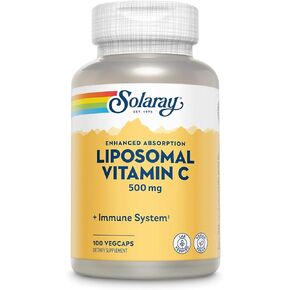 Solaray Liposomal Vitamin C 500 mg Healthy Immune System, Collagen Synthesis & Antioxidant Support Buffered w/Fatty Acids 100 VegCaps