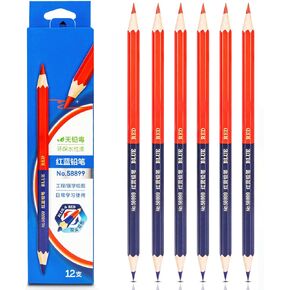 12 red and blue pencil double-ended round rods for engineering, medicine, marking