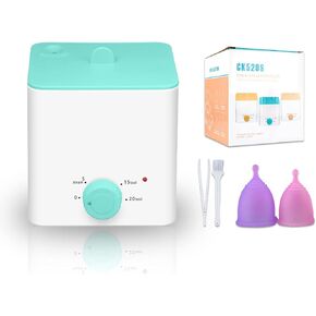Fliurich Menstrual Cup Steamer Cleaner - Portable Menstrual Cup Wash Kit, High Temperature Steam Sterilization, One Button Control, Comes with Two Reusable Period Cup