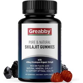Shilajit Supplement 600mg, Shilajit Gummies, 85+ Mineral Formula, Fulvic Acid Supplement, Pure, Natural, Organic, Energy, Immune Support and Focus(60 Count)