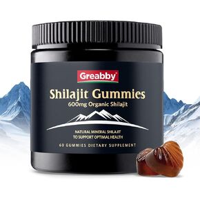 مكمل شيلاجيت 600 مجم، علكات شيلاجيت، 85+ تركيبة معدنية، مكمل حمض الفولفيك، نقي، طبيعي، عضوي، طاقة، دعم المناعة والتركيز (60 قطعة)