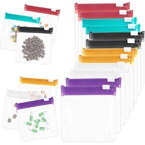 18 PCS Pill Pouch Bags Zippered Pill Pouch Set Self Sealing Travel Medicine Organizer Reusable Translucent Plastic Pill Bags for Travel Pill Organizer with Slide Lock for Small Items(Multicolor)