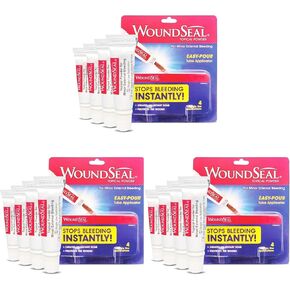 WoundSeal Powder 4 Each (Pack of 3) - Wound Care First Aid for Cuts, Scrapes and Abrasions - Stops Bleeding in Seconds Without Stitches or Bandages - Safe and Effective for People of All Ages and Pets