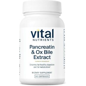 Vital Nutrients Pancreatin and Ox Bile Extract | Natural Digestive Enzyme Supplement | Helps Break Down Protein, Fat, and Carbs* | Gluten, Dairy and Soy Free | 60 Capsules