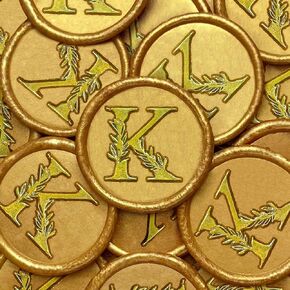 25Pcs Wax Seal Stickers Handmade Vintage Botanical Leaves Adhesive Letter Wax Stickers for Wedding Party Invitations, Envelope, Gift Wrap, Christmas(Initial K, Gold)