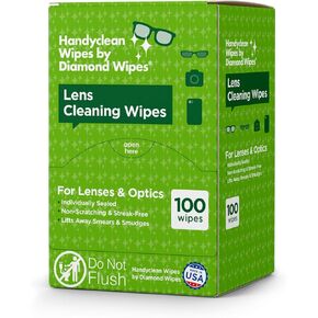 HandyClean Pre-Moistened Lens Cleaning Wipes, Eyeglass Wipes, Screen Wipes, 200 ct of 6 x 5 inches Individually Packed Lens Cleaner Wipes
