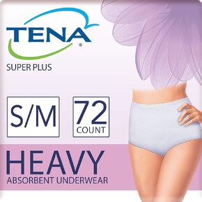 TENA Incontinence Underwear for Women, Super Plus Absorbency, Small/Medium, 72 Count