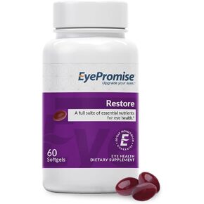 مكمل EyePromise Restore - 180 كبسولة هلامية تحتوي على اللوتين وفيتامين C وفيتامين D وفيتامين E وزيت السمك أوميغا 3 وزياكسانثين - تركيبة كاملة حاصلة على براءة اختراع لصحة العين