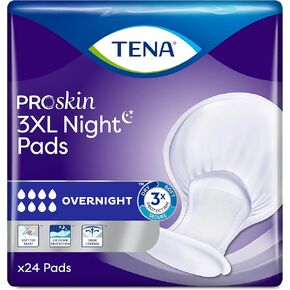 TENA Incontinence Pads, 3XL Plus Size, Overnight Absorbency, for Men & Women, ProSkin - 48 Count