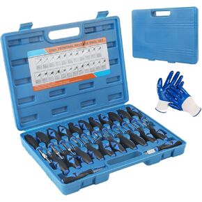Terminal Removal Tool Kit 23pcs Terminal Ejector Kit, Depinning Tool with Rubber Handle, Electrical Connector Pin Removal Tool for Vehicles, Universal Terminal Removal Kit Car Pin Extractor Tool Set