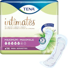 TENA Intimates Maximum Bladder Control Pad 6 X 14 Inch Heavy Absorbency Dry-Fast Core One Size Fits Most Adult Female Disposable, 54283 - Pack of 14