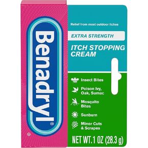 Benadryl Extra Strength Anti-Itch Topical Cream with 2% Diphenhydramine HCI & for Itch Relief of Outdoor Itches Associated with Poison Ivy, Insect Bites & More, 3 x 1 oz