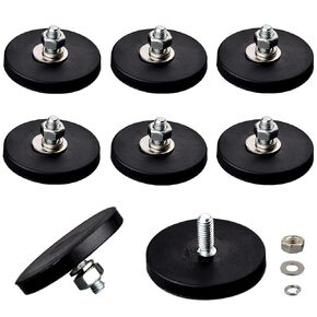 ULIBERMAGNET Rubber Coated Magnet,40LB Mounting Magnets with M6 Male Thread Stud, Anti-Scratch Strong Neodymium Magnetic Base for Camera, Signal Lights and Tools (4 Pack)