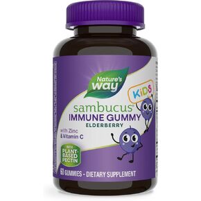 Nature's Way Sambucus Elderberry Gummies with Vitamin C and Zinc for Kids, Immune Support*, Berry Flavored, 60 Gummies