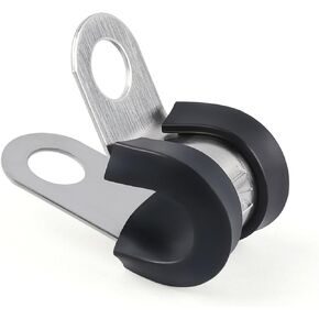 Flytuo 56PCS Cable Clamps Assortment Kit, 304 Stainless Steel Rubber Cushion Pipe Clamps in 6 Large Sizes 1/2'' 1'' 1.25'' 1.5'' 1.75'' 2''