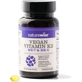 NatureWise Vitamin K2 Support Strong Bones with VitaMK7 Menaqui-7, Softgel, 90 Count (Pack of 1)