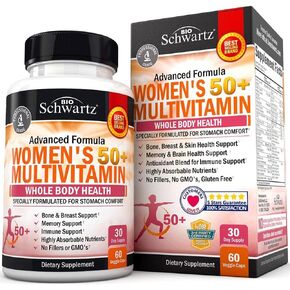 Daily Multivitamin for Women 50 & Over – Memory Support Supplement – Promotes Stress Reduction & Healthy Immune Response – Women's Multivitamin Supplement Designed for Stomach Comfort - 60 Capsules