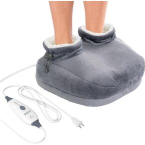 Pure Enrichment® PureRelief™ Deluxe Foot Warmer - Fast-Heating Sherpa-Lined Electric Boots with 4 Heat Settings, Durable Anti-Slip Sole, Auto Shut-Off, and Machine-Washable Fabric Gray