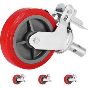 VEVOR Scaffolding Wheels Set, Heavy Duty 4-Pack 8" Scaffolding Casters, with 4400 Lbs Per Set and Locking Stem Casters with Brake, Polyurethane Replacement for Scaffold, Shelves, Workbench