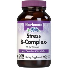 Bluebonnet Nutrition Stress Relief B Complex Vegetable Capsules, Vitamin B6, B12, Biotin, Folate, Vegan, Gluten & Soy & Milk Free, Kosher, Unflavored, 100 Count