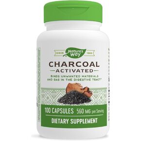 Nature's Way Activated Charcoal, Binds Unwanted Materials and Gas*, 560mg per Serving, 360 Capsules