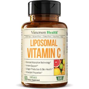 Liposomal Vitamin C 1000mg Capsules - Premium Absorption Vitamin C Capsules for Immune Health & Antioxidant Support. High Potency dose of Liposomal VIT C Yet Gentle on Your Tummy. 60 Capsules