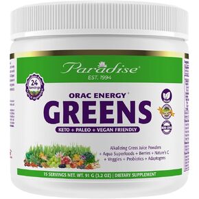Paradise Herbs ORAC Energy Greens Capsules, Keto, Paleo and Vegan Friendly, Gluten Free, Non-GMO, 120 Vegetarian Capsules